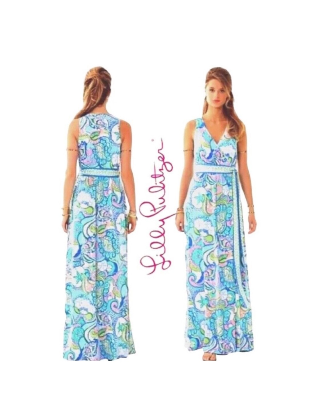 Lilly Pulitzer Bellina Maxi Dress NWOT multi conch republic print sz medium